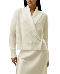 Lilysilk Shawl Collar Drop Shoulder Knit Cardigan