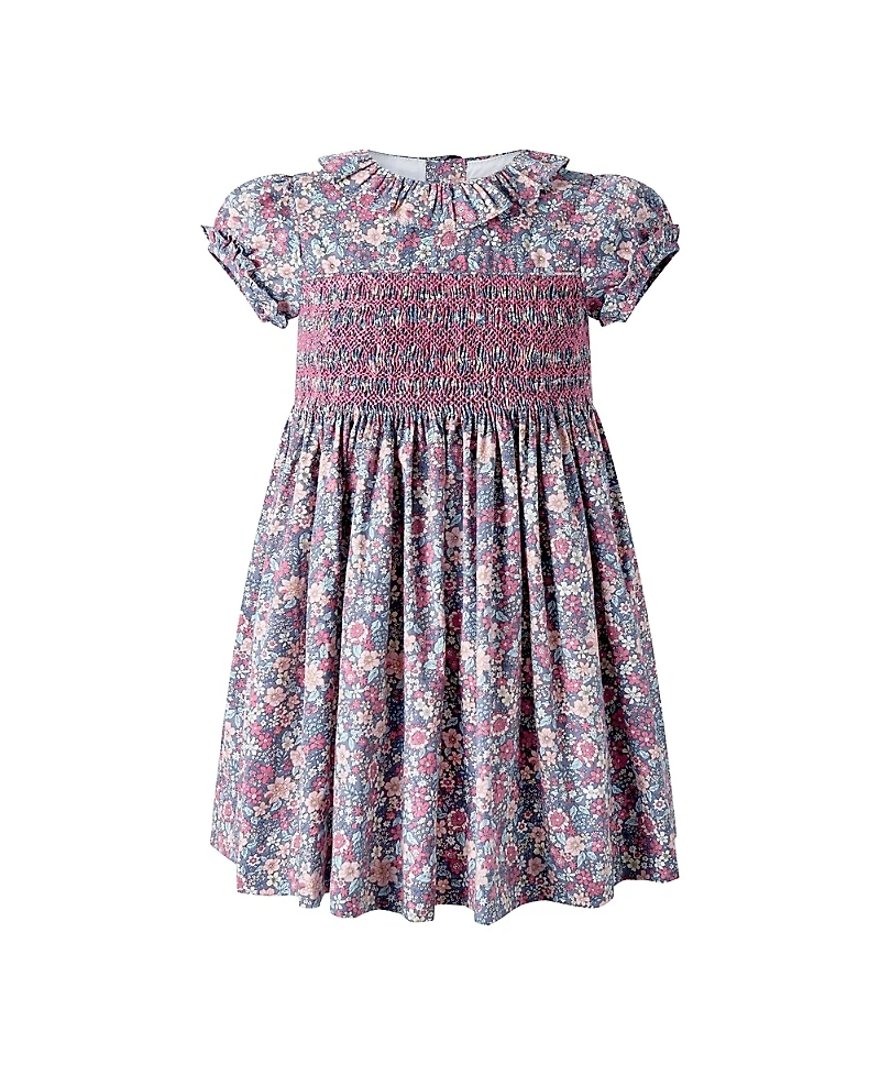 Rachel Riley Girls' Floral Ss Smocked Dress - Little Kid