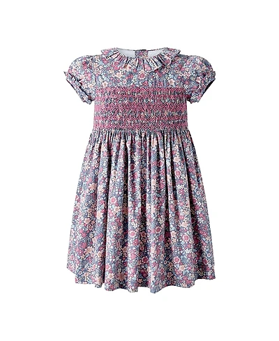 Rachel Riley Girls' Floral Ss Smocked Dress - Little Kid