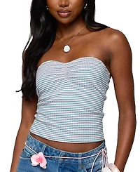 Edikted Veranda Textured Striped Tube Top