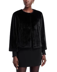 T Tahari Faux Fur Knit Cuff Jacket