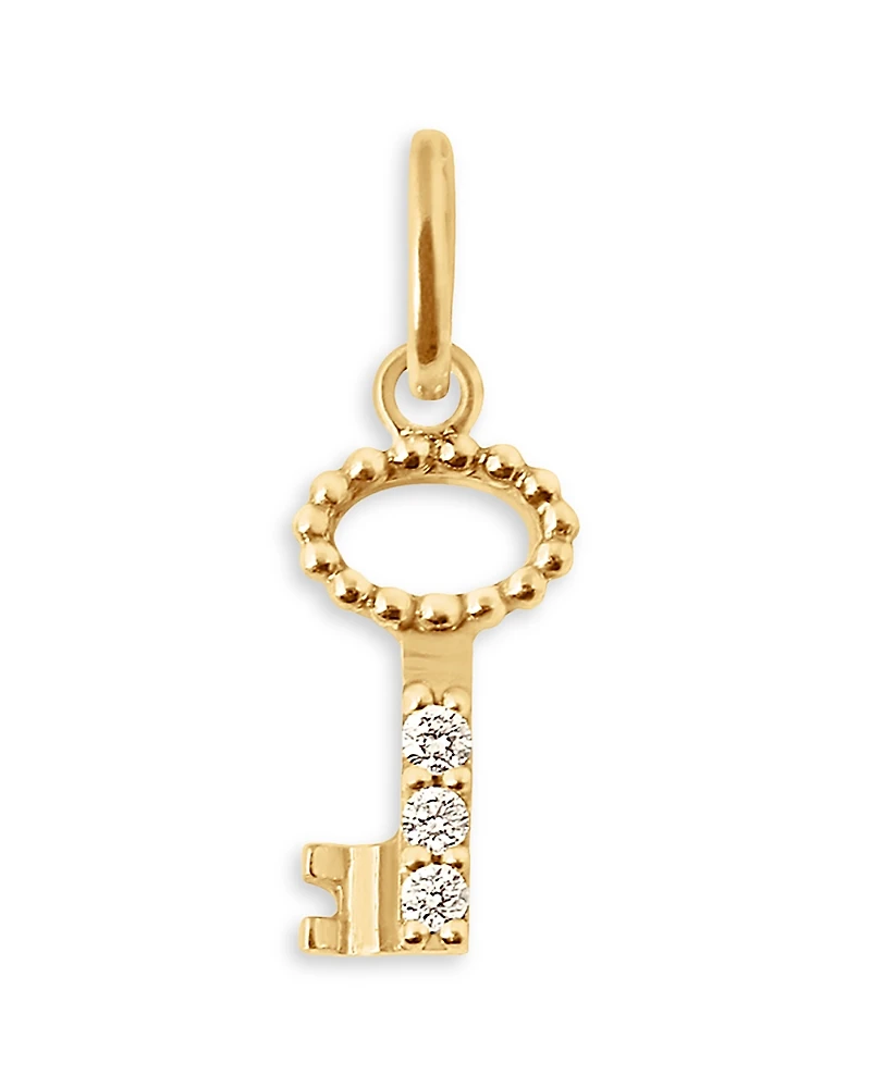 Gigi Clozeau 18K Yellow Gold Pirate Diamond Accent Key Pendant, 0.03 tcw