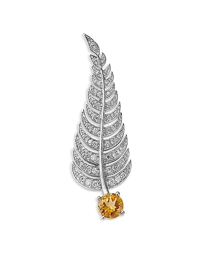 Bloomingdale's Fine Collection Citrine & Diamond Feather Pin