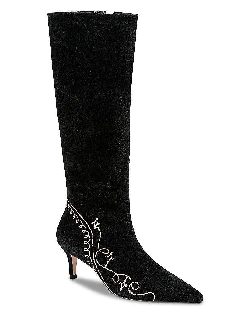 Cinq a Sept Women's Casey Embroidered Suede Tall Boots