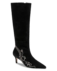 Cinq a Sept Women's Casey Embroidered Suede Tall Boots