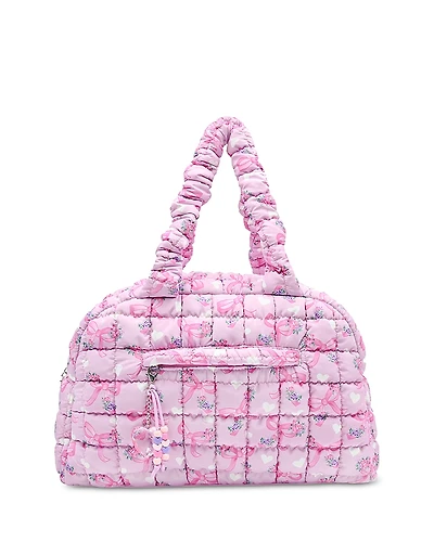 Omg Accessories Girls' Bow Print Scrunch Medium Duffel Bag