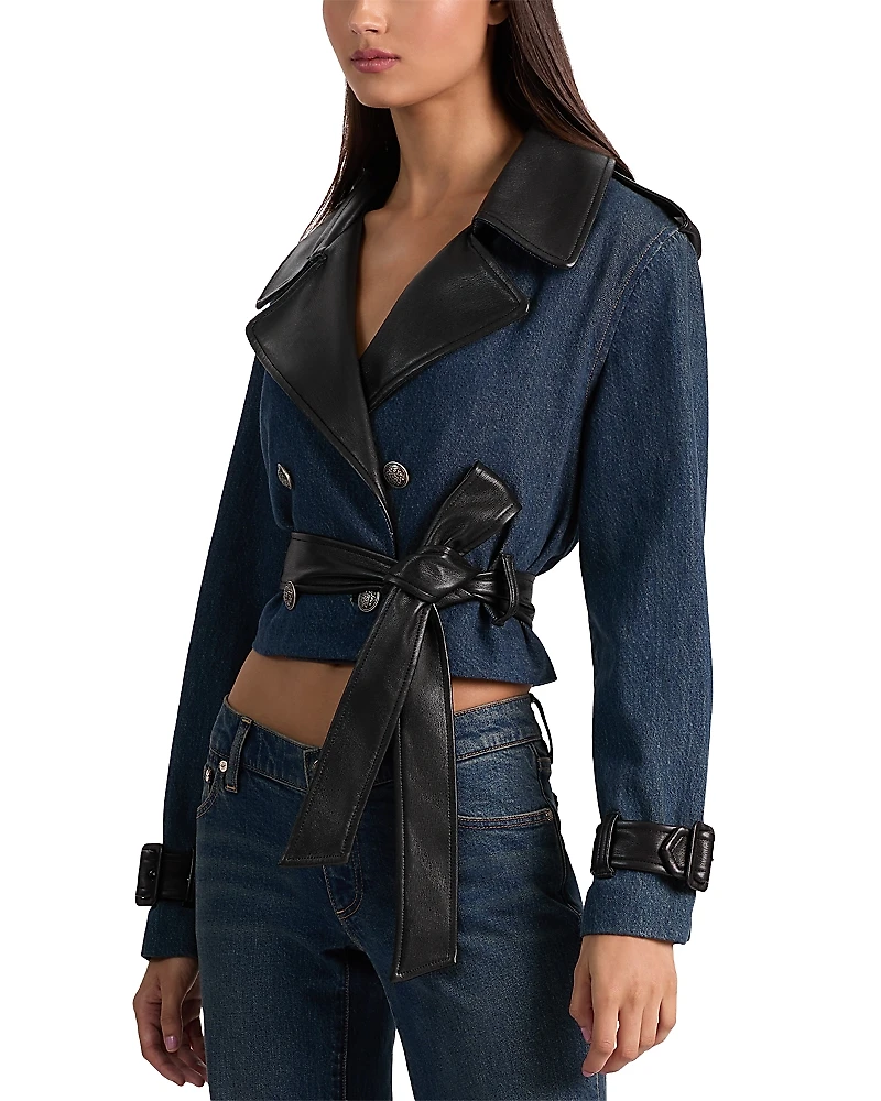 Alice and Olivia Keith Cropped Denim Trench Jacket