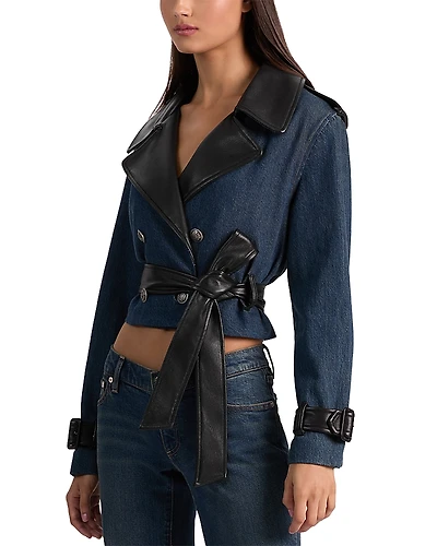 Alice and Olivia Keith Cropped Denim Trench Jacket