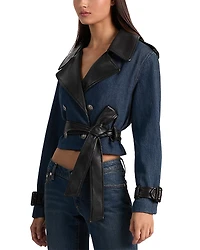 Alice and Olivia Keith Cropped Denim Trench Jacket