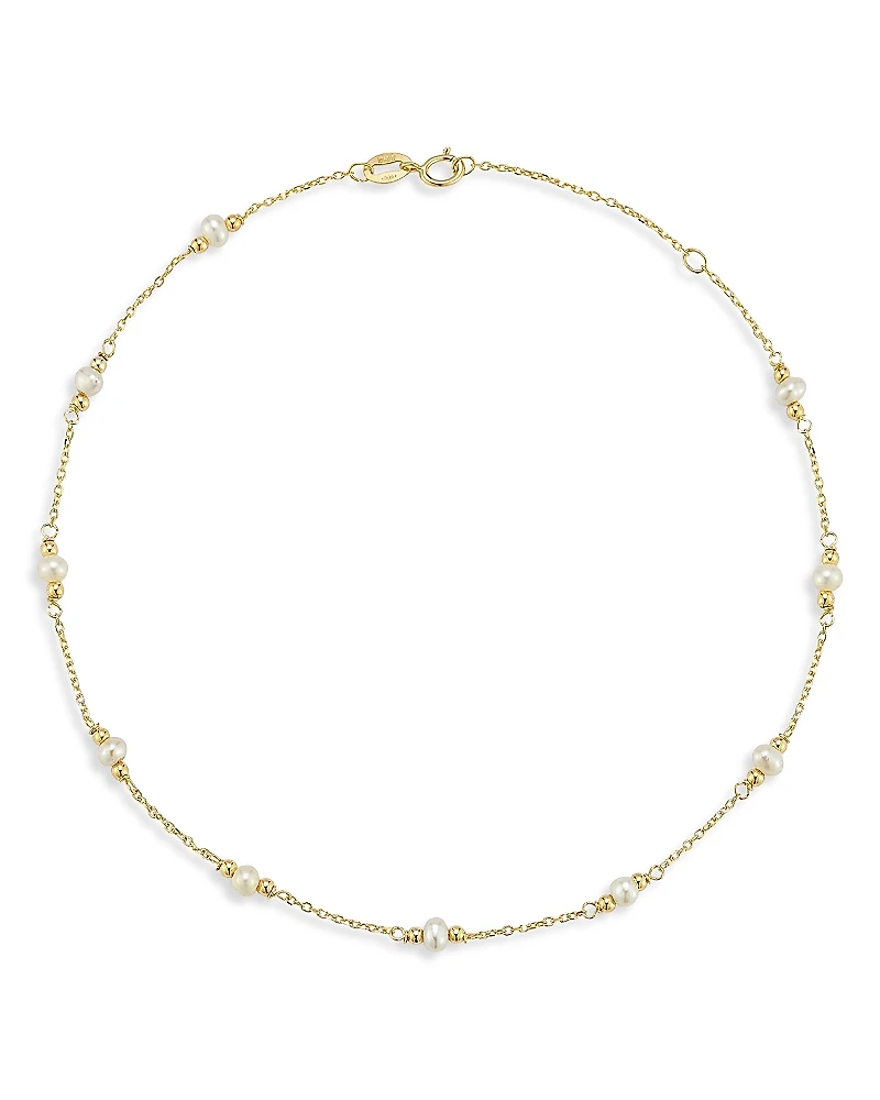 Bloomingdale's Fine Collection Freshwater Pearl & Gold Bead Station Bracelet