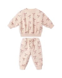 Quincy Mae Girls' Relaxed Fleece Bow Print Sweatshirt & Joggers - Baby