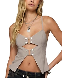 Edikted Shay Split Front Buckle Tank Top