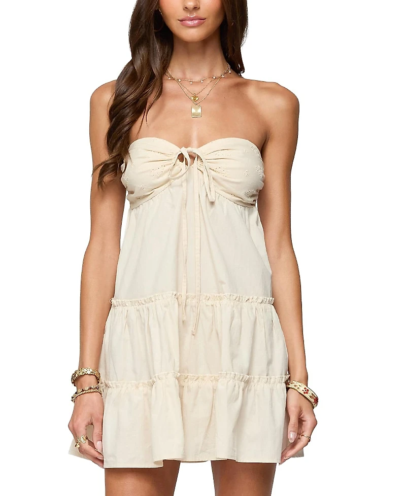 Edikted Safie Strapless Tiered Mini Dress