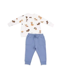 Angel Dear Unisex Best Friend Dogs French Terry Raglan Sweatshirt & Jogger Pant Set - Baby
