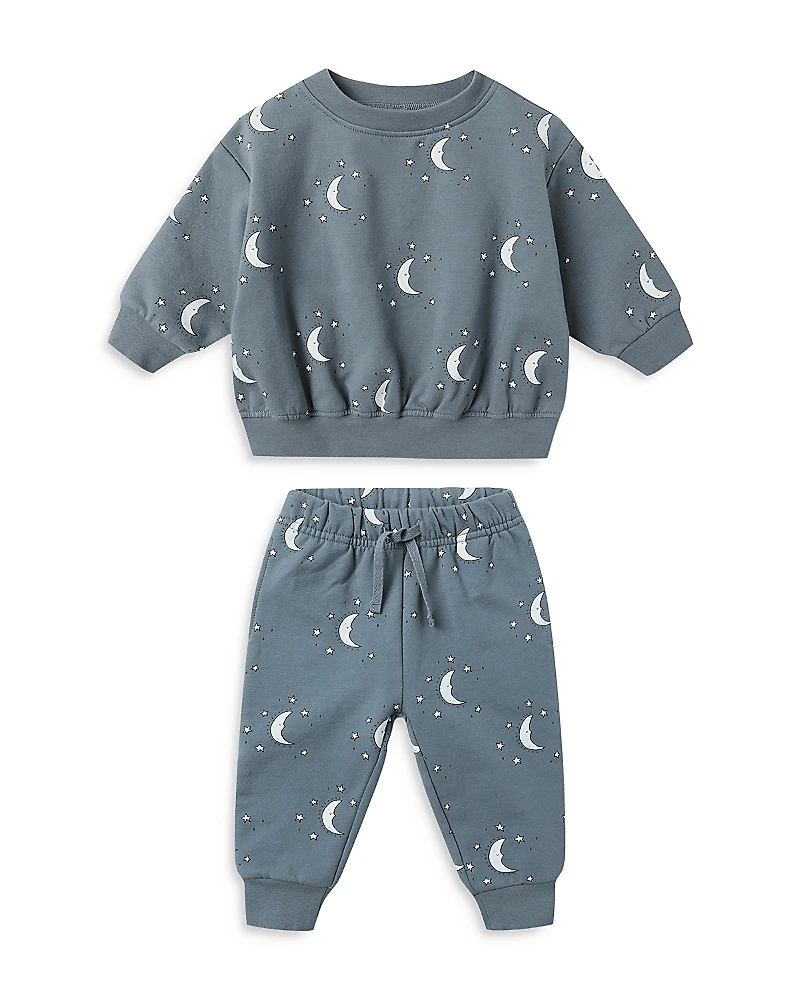 Quincy Mae Boys' Relaxed Moon Print Sweatshirt & Pants Set - Baby