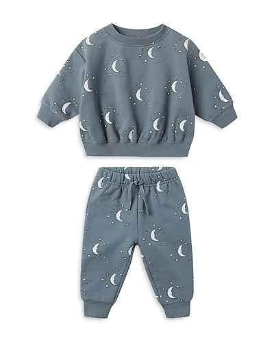 Quincy Mae Boys' Relaxed Moon Print Sweatshirt & Pants Set - Baby