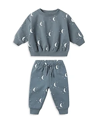 Quincy Mae Boys' Relaxed Moon Print Sweatshirt & Pants Set - Baby