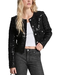 Michael Kors Cropped Sequin Tweed Jacket