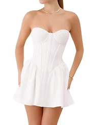 Heiress Beverly Hills Strapless Corset Cotton Poplin A-Line Mini Dress