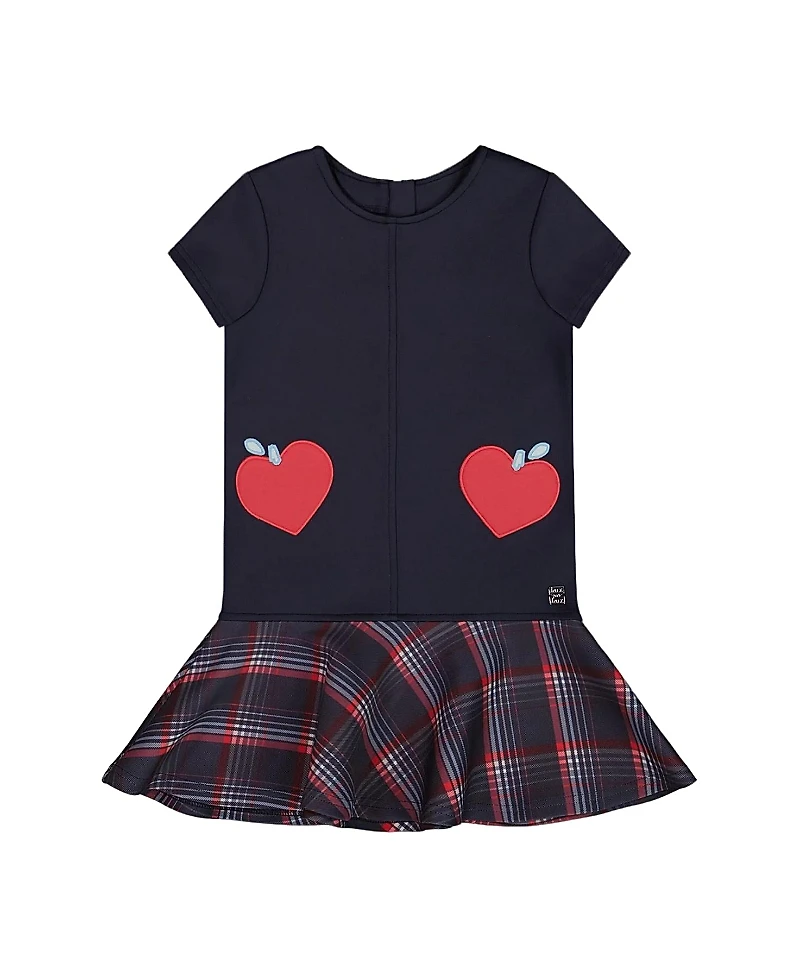 Deux par Girls' Milano Dress with Plaid Flounce - Little Kid