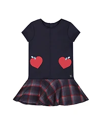 Deux par Girls' Milano Dress with Plaid Flounce - Little Kid