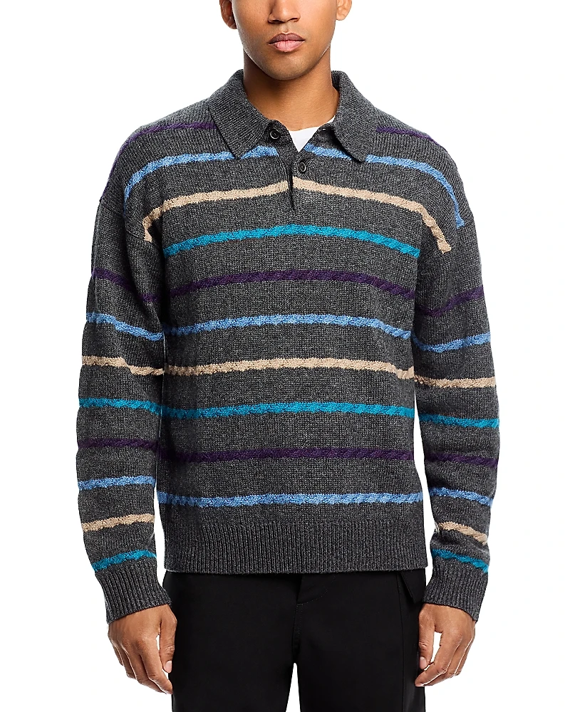 Ps Paul Smith Wool Blend Sleeve Polo Sweater