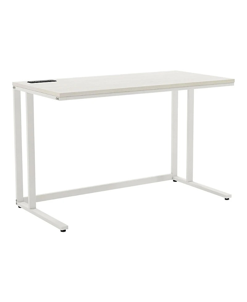Furniture of America Sanford Steel Base Two-Tone Writing Desk with Usb Ports and Outlets