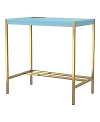 Furniture of America Cuyler Steel Base Writing Desk with USBs and Outlets