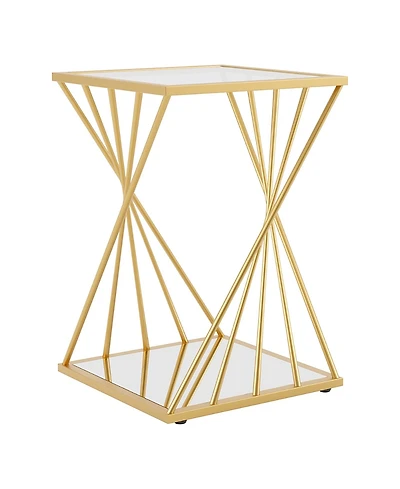 Furniture of America Zari 16-inch Square Side Table with Mirrored Lower Shelf