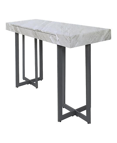 Furniture of America Martine 47 Faux Marble Top 1-Drawer Sofa Table