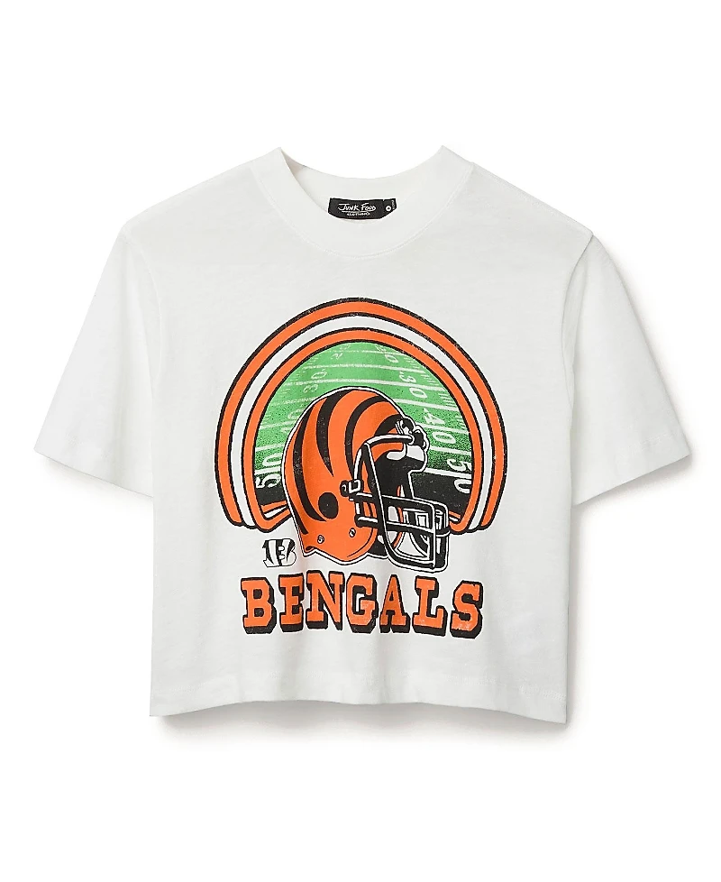 Junk Food Clothing Women's Nfl Cincinnati Bengals Game Time Mock Neck Crop Tee