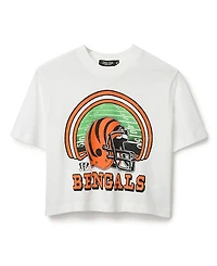 Junk Food Clothing Women's Nfl Cincinnati Bengals Game Time Mock Neck Crop Tee