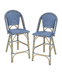 Furniture of America Tricke Aluminum and Pe Wicker Patio Counter Height Chairs, Set of 2
