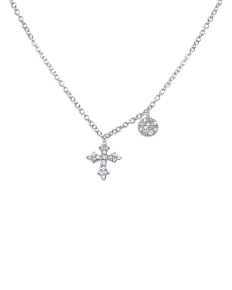 Meira T Diamond Cross & Disc Cluster Pendant Necklace