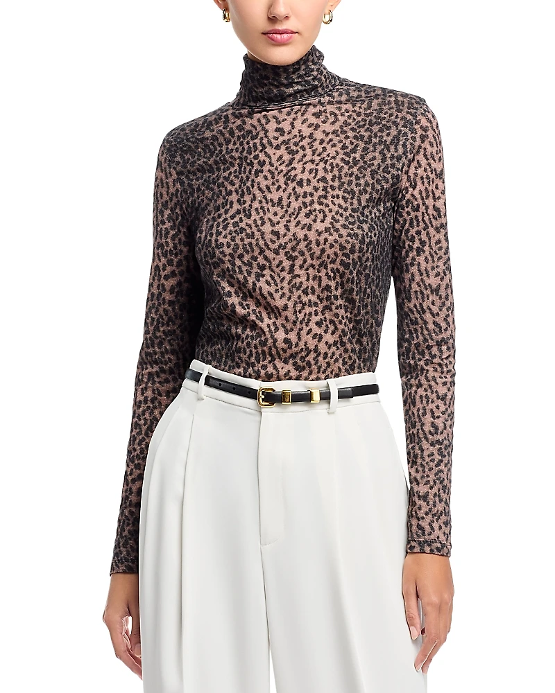 Majestic Filatures Leopard Print Turtleneck Top