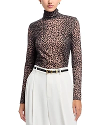 Majestic Filatures Leopard Print Turtleneck Top