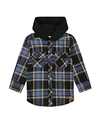 Deux par Boys' Long Sleeve Hooded Flannel Shirt - Little Kid, Big Kid