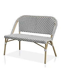 Furniture of America Doria 2-Seater Outdoor Loveseat with Diagonal Wicker Design
