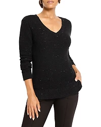 Nic+Zoe Shimmer Waffle V Neck Sweater