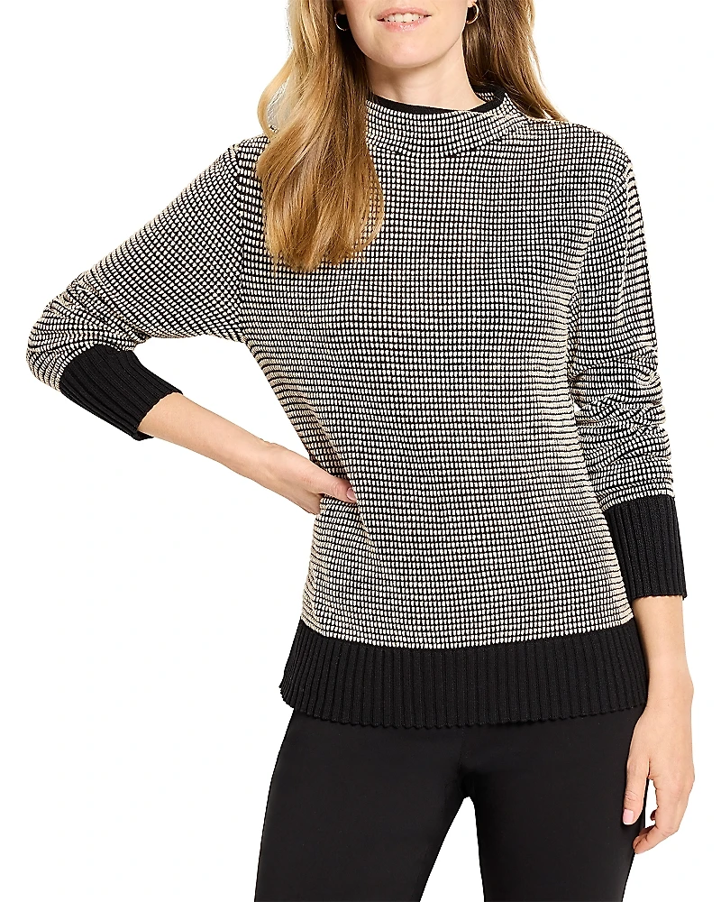 Nic+Zoe Funnel Neck Pixel Knit Sweater