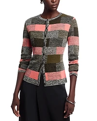 Lafayette 148 New York Jacquard Check Button Front Cardigan