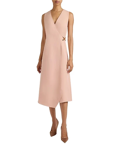 Santorelli Ursa Sleeveless Faux Wrap Dress with Metal Buckle