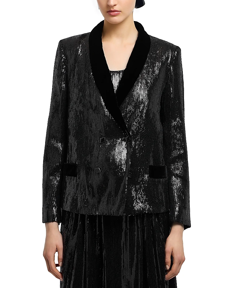 Emporio Armani Sequined Double Breasted Blazer