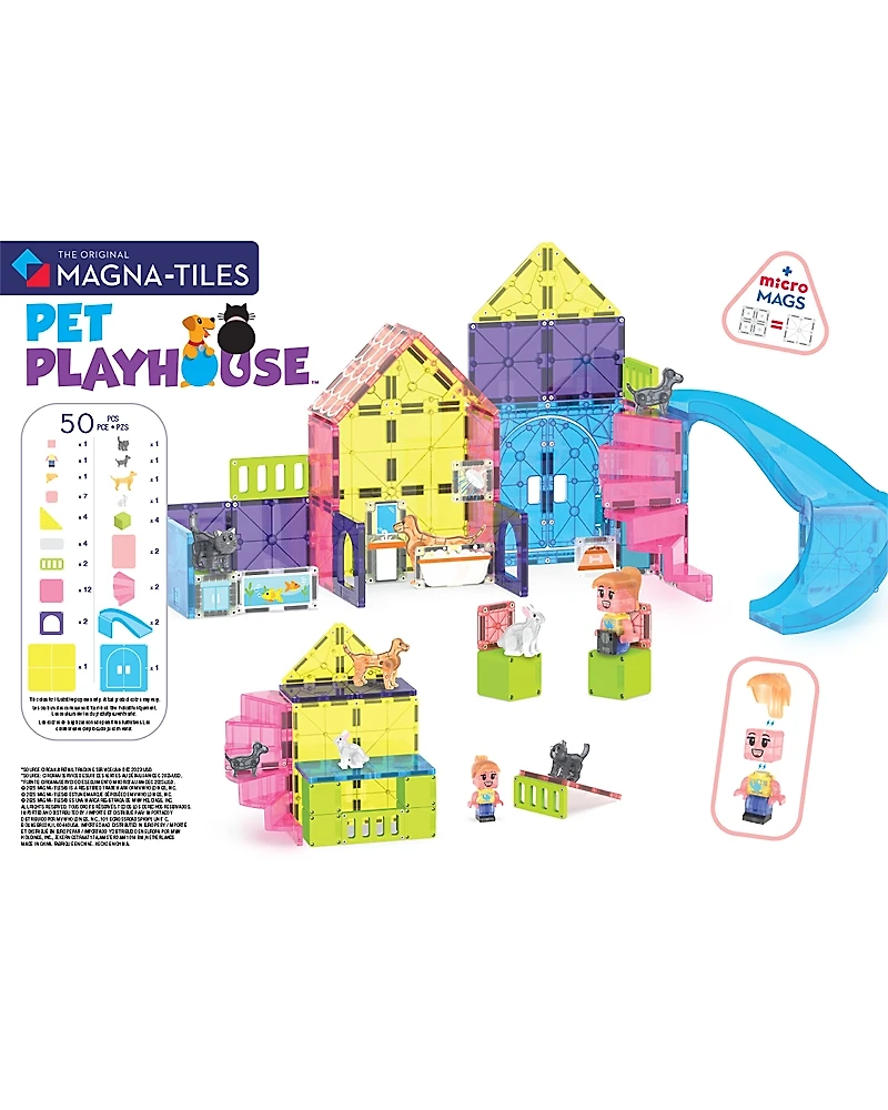 Magna-Tiles Pet Playhouse Magnetic Construction Set, 50-Piece - Ages 3+
