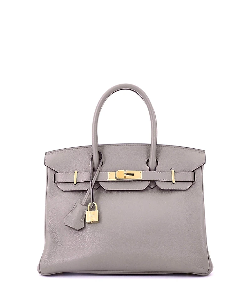 Pre-Owned HERMES Birkin 30 Handbag Grey Novillo with Gold Hardware
