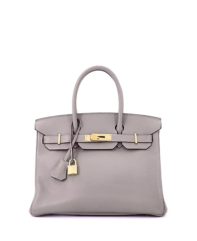 Pre-Owned HERMES Birkin 30 Handbag Grey Novillo with Gold Hardware
