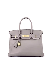 Pre-Owned HERMES Birkin 30 Handbag Grey Novillo with Gold Hardware