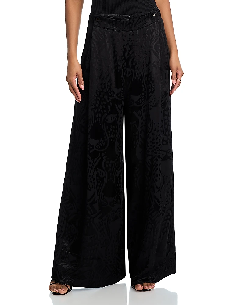 Farm Rio Leopard Jacquard Wide Leg Pants