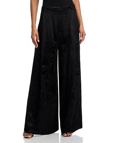 Farm Rio Leopard Jacquard Wide Leg Pants