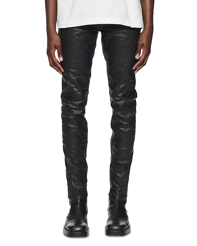 Purple Brand Black Patent Leather Film Skinny Jeans